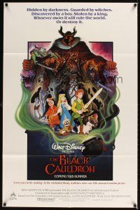 2d104 BLACK CAULDRON advance 1sh '85 first Walt Disney CG, cool fantasy art by Wensel!