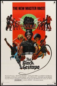 2d106 BLACK GESTAPO 1sh '75 Ken Barr art, Ghetto Warriors, The New Master Race!