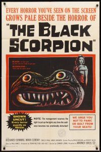 2d112 BLACK SCORPION 1sh '57 great art of wacky creature looking more laughable than horrible!