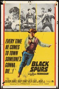 2d113 BLACK SPURS 1sh '65 every time Rory Calhoun comes to town, someone's gonna die!