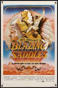 2d117 BLAZING SADDLES 1sh '74 classic Mel Brooks western, art of Cleavon Little by Alvin!