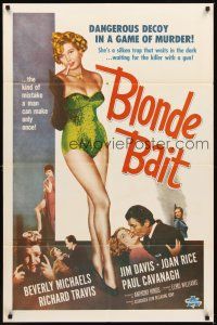 2d119 BLONDE BAIT 1sh R50s full-length sexy smoking bad girl Beverly Michaels is a silken trap!