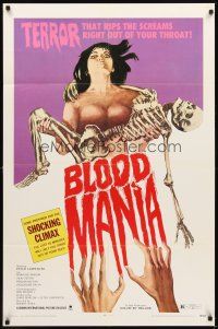2d125 BLOOD MANIA 1sh '70 really wild horror artwork, it rips the screams out of your throat!
