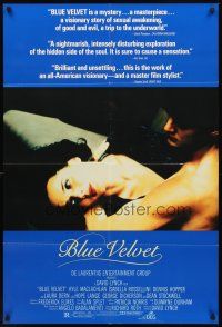 2d128 BLUE VELVET 1sh '86 directed by David Lynch, sexy Isabella Rossellini, Kyle McLachlan!