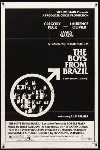 2d136 BOYS FROM BRAZIL 1sh '78 Gregory Peck is a Nazi on the run from Laurence Olivier!