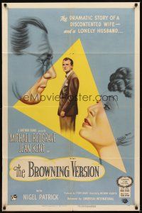 2d147 BROWNING VERSION rare full color style 1sh '51 Michael Redgrave's wife is cheating on him!