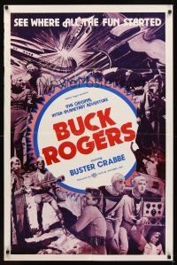 2d151 BUCK ROGERS 1sh R66 Buster Crabbe sci-fi serial, see where all the fun started!
