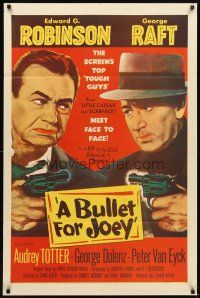 2d154 BULLET FOR JOEY 1sh '55 artwork of George Raft, Edward G. Robinson, film noir!