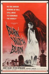 2d155 BURN WITCH BURN 1sh '62 undead demons of Hell arise to terrorize the world!