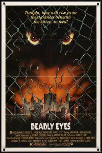 2d245 DEADLY EYES 1sh '83 tonight they will rise from the darkness beneath the city, Rats!