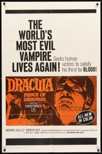 2d279 DRACULA PRINCE OF DARKNESS 1sh '66 great image of vampire Christopher Lee!