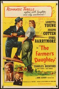 2d327 FARMER'S DAUGHTER 1sh R54 Loretta Young, Joseph Cotten, Ethel Barrymore