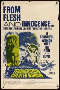 2d349 FRANKENSTEIN CREATED WOMAN 1sh '67 Peter Cushing, Susan Denberg had the soul of the Devil!