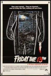 2d353 FRIDAY THE 13th 1sh '80 great Alex Ebel art, slasher classic, 24 hours of terror!