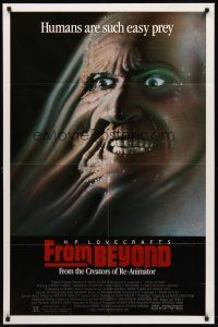 2d356 FROM BEYOND 1sh '86 H.P. Lovecraft, wild sci-fi horror image, humans are such easy prey!