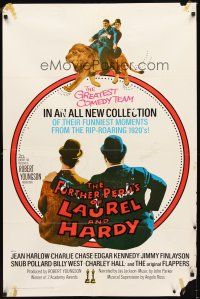 2d363 FURTHER PERILS OF LAUREL & HARDY 1sh '67 great image of Stan & Ollie riding lion!