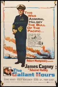 2d368 GALLANT HOURS 1sh '60 art of James Cagney as Admiral 'Bull' Halsey!