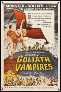 2d387 GOLIATH & THE VAMPIRES 1sh '64 Maciste Contro il Vampiro, cool fantasy art by Reynold Brown!