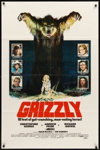 2d395 GRIZZLY 1sh '76 great Neal Adams art of grizzly bear attacking sexy camper, horror!