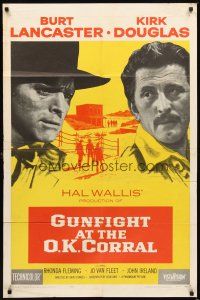 2d397 GUNFIGHT AT THE O.K. CORRAL 1sh '57 Burt Lancaster, Kirk Douglas, directed by John Sturges!