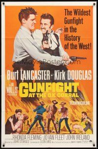 2d398 GUNFIGHT AT THE O.K. CORRAL 1sh R64 Burt Lancaster, Kirk Douglas, directed by John Sturges!