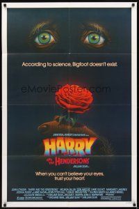 2d404 HARRY & THE HENDERSONS 1sh '87 Bigfoot lives with John Lithgow, Melinda Dillon & Don Ameche!