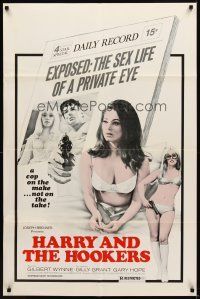 2d405 HARRY & THE HOOKERS 1sh '75 exposed, the sex life of a private eye, sexy art!