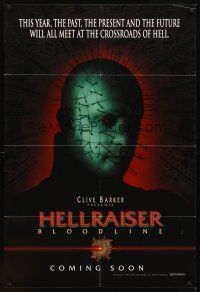 2d414 HELLRAISER: BLOODLINE teaser 1sh '96 Clive Barker, Pinhead at the crossroads of hell!