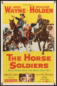 2d428 HORSE SOLDIERS 1sh '59 art of U.S. Cavalrymen John Wayne & William Holden, John Ford