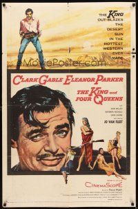 2d488 KING & FOUR QUEENS 1sh '57 art of Clark Gable, Eleanor Parker & sexy babes!