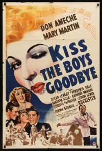 2d490 KISS THE BOYS GOODBYE style A 1sh '41 great sexy art of winking Mary Martin over cast!