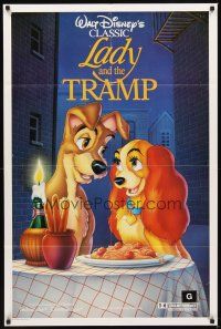 2d498 LADY & THE TRAMP style V int'l 1sh R88 Walt Disney romantic canine dog classic cartoon!