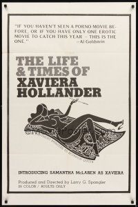 2d521 LIFE & TIMES OF XAVIERA HOLLANDER 1sh '74 sexy b&w art of smoking naked Samantha McLaren!