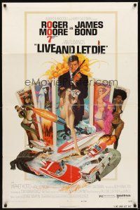 2d530 LIVE & LET DIE 1sh '73 art of Roger Moore as James Bond by Robert McGinnis!