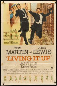 2d531 LIVING IT UP 1sh '54 sexy Janet Leigh watches wacky Dean Martin & Jerry Lewis!
