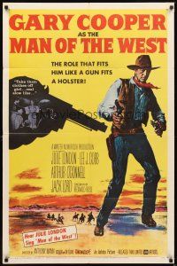2d561 MAN OF THE WEST 1sh '58 Gary Cooper is the man of the soft word, notched gun & fast draw!