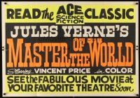 2d581 MASTER OF THE WORLD teaser 1sh '62 Jules Verne, Vincent Price, different horizontal design!