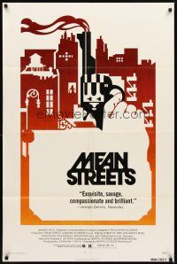 2d582 MEAN STREETS 1sh '73 Robert De Niro, Martin Scorsese, cool artwork of hand holding gun!