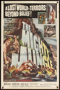 2d587 MIGHTY JUNGLE 1sh '64 Marshall Thompson, a lost world of terrors beyond belief!