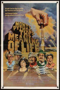 2d596 MONTY PYTHON'S THE MEANING OF LIFE 1sh '83 wacky artwork of the screwy Monty Python cast!