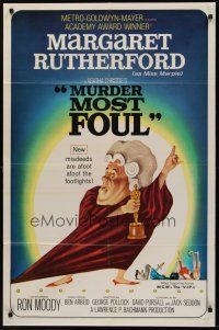 2d610 MURDER MOST FOUL 1sh '64 art of Margaret Rutherford, written by Agatha Christie!