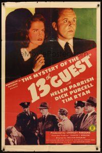 2d617 MYSTERY OF THE 13TH GUEST 1sh '43 pretty Helen Parrish, Dick Purcell!