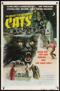 2d632 NIGHT OF A THOUSAND CATS 1sh '74 Anjanette Comer, Zulma Faiad, cool horror art!