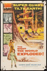 2d635 NIGHT THE WORLD EXPLODED 1sh '57 a super-quake tilts the Earth, nature goes mad!