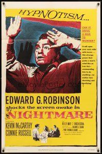 2d638 NIGHTMARE 1sh '56 cool art of Edward G. Robinson, from the Cornel Woolrich novel!