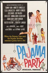 2d671 PAJAMA PARTY 1sh '64 Annette Funicello in sexy lingerie, Tommy Kirk, Buster Keaton shown!