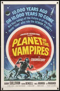 2d691 PLANET OF THE VAMPIRES 1sh '65 Mario Bava, beings of the future who rule the demon planet!