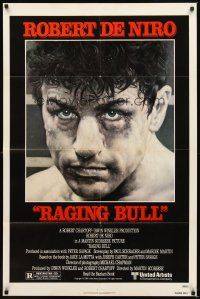 2d718 RAGING BULL 1sh '80 classic close up boxing image of Robert De Niro, Martin Scorsese
