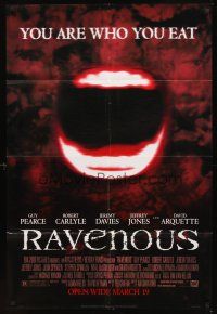 2d725 RAVENOUS style A advance 1sh '99 Guy Pearce, cannibal horror comedy, creepy image!