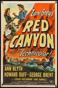 2d727 RED CANYON 1sh '49 Zane Grey, Ann Blyth, wild mustang horses!